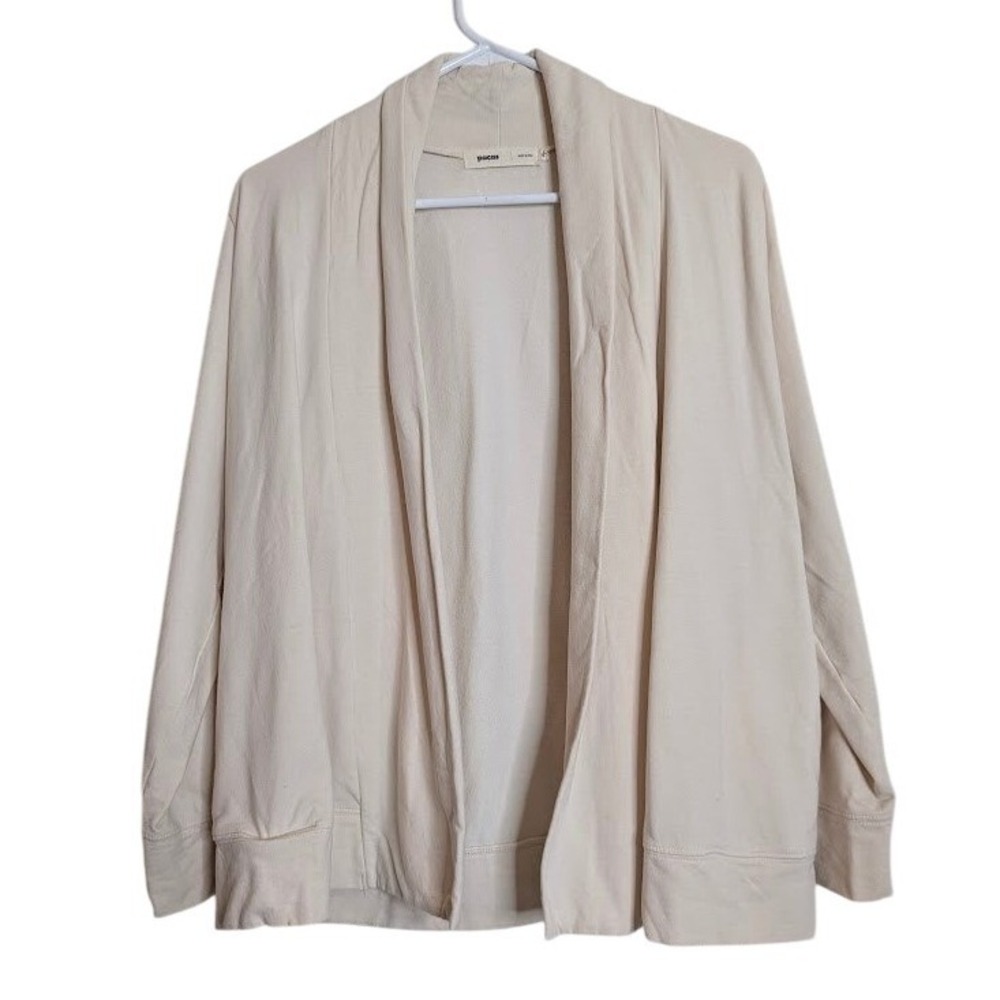 Pacas Womens Pima Alpaca Modal Blend Open Front Cardigan Cream Ivory Medium